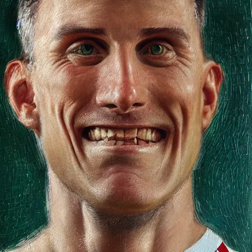 Image similar to a happy man studying soccer tactics, detailed, highly detailed, heroic, epic, complex, very detailed, realistic, HD quality, 8k resolution, body and headshot, Oil Painting, Italian Renaissance Painting of Jerma985, Italian Renaissance Painting Style, Renaissance Painting Style, Painting, Trending on Artstation