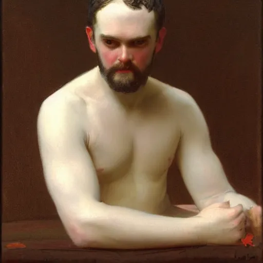 Image similar to figure painting of greg davies by jules joseph lefebvre