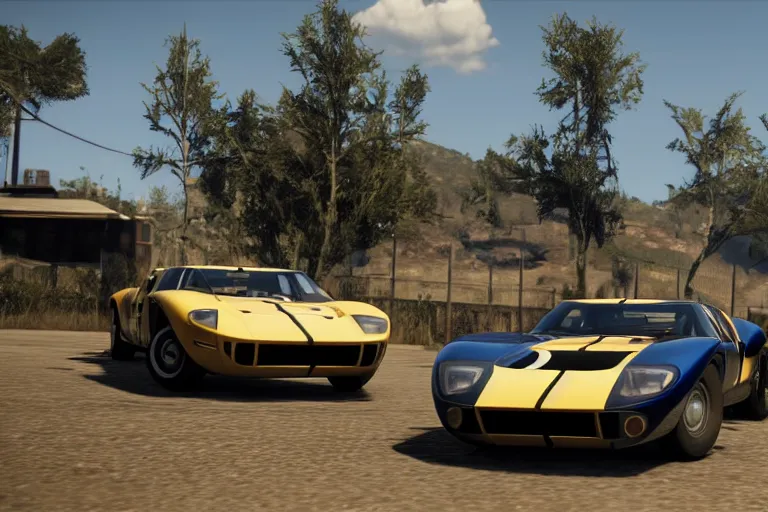 Image similar to photograph of a 1 9 2 2 ford gt 4 0, by red dead redemption 2, by grand theft auto v