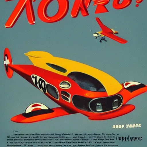 Image similar to 1 9 5 0 s prototype flying car, 1 9 5 0 s poster