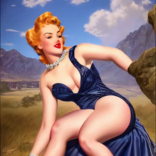 Prompt: a pinup by gil elvgren and charlie bowater.