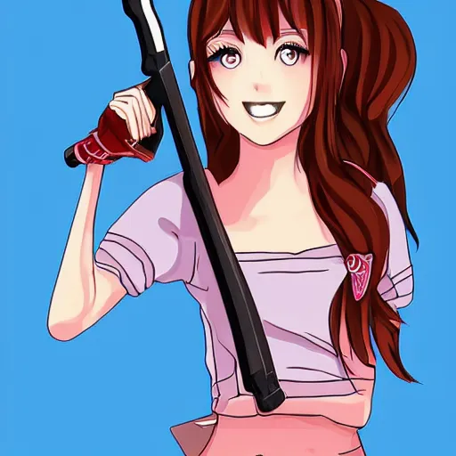 Image similar to portrait of a cute beautiful girl holding a balisong, anime digital art,