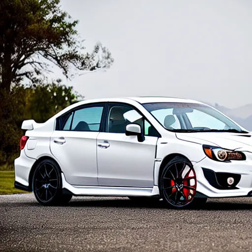 Image similar to a white subaru sti