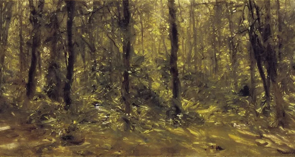 Image similar to forest, by richard schmid and john singer sargent