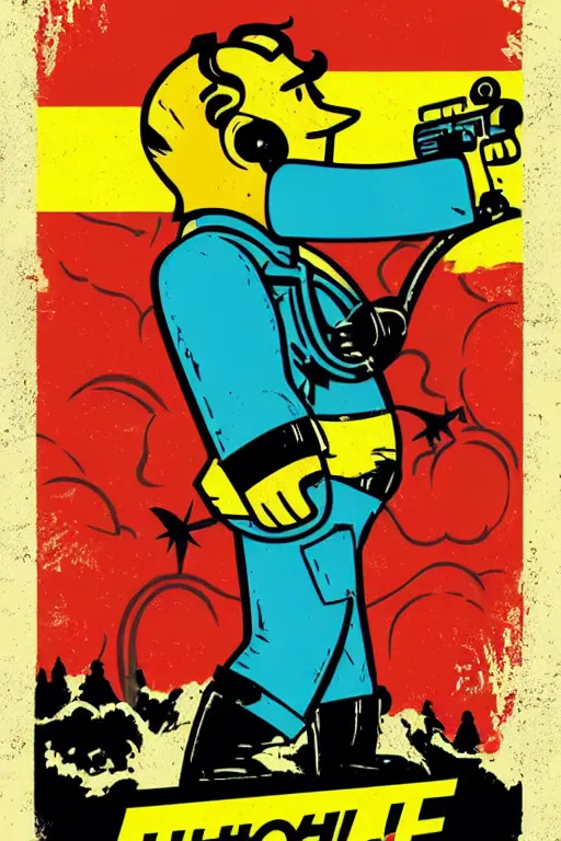 Image similar to fallout 7 6 retro futurist illustration art by butcher billy, sticker, colorful, illustration, highly detailed, simple, smooth and clean vector curves, no jagged lines, vector art, smooth andy warhol style