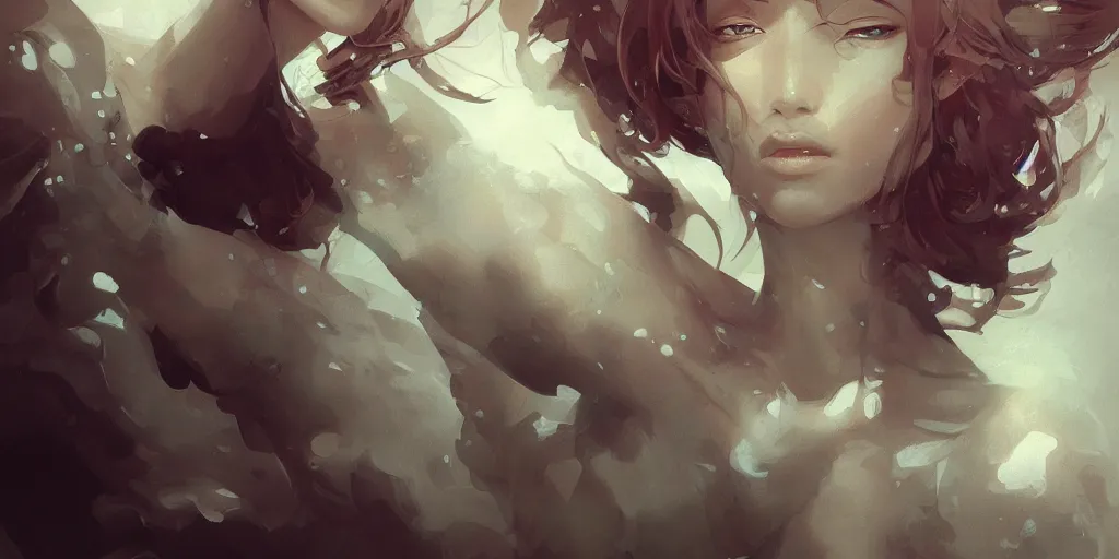 Image similar to highly detailed beautiful photography of portrait, splash, sharp focus, dynamic lighting, elegant, harmony, beauty, masterpiece, by riccardo federici, by james jean, by craig mullins, by lois van baarle, by makoto shinkai, by greg tocchini, by greg rutkowski, illustration, ink draw, pen,