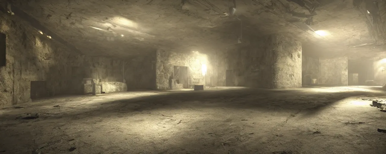 Image similar to an interior of a secret base which is underground, 8 k, dramatic lighting, unreal engine 5, octane render