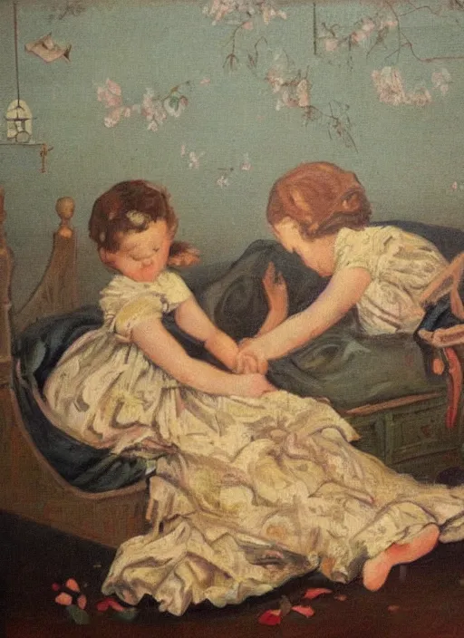 Prompt: a vintage painting of the lullaby
