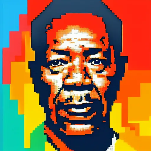 Prompt: 8 bit portrait of morgan freeman