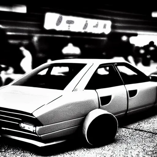 Image similar to a car bosozoku at illegal car meet, Chiba prefecture, city mist softlight, photorealistic, highly detailed, 85MM