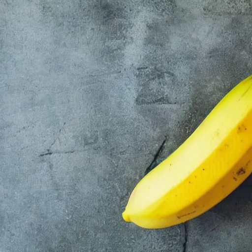 Prompt: a banan made of tiny banana over a banana colored table