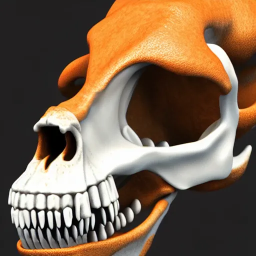 Image similar to T-rex skull, 3d render, white background, 8k, high resolution