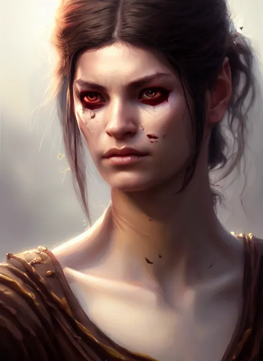 Image similar to a _ fantasy _ style _ portrait _ painting _ of female with scar under left eye, holy oil _ painting _ unreal _ 5 _ daz. _ rpg _ portrait _ extremely _ detailed _ artgerm _ greg _ rutkowski _ greg
