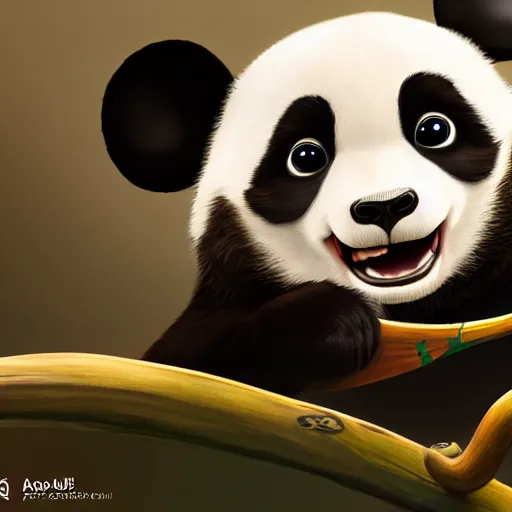 Image similar to a cartoon panda, Disney, digital art, highly detailed, award winning, concept art, intricate, sharp focus, masterpiece, Trending on Artstation HQ, unreal engine 5, 4K UHD image