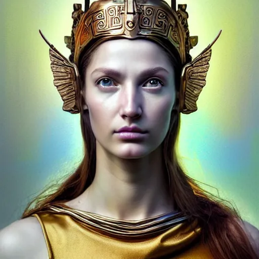 Prompt: hyperrealistic mixed media painting of beautiful goddess Athena, stunning 3d render inspired art by P. Craig Russell and Barry Windsor-Smith, perfect facial symmetry, fair fair fair fair fair skin skin skin dim volumetric lighting, full full full full face face face face face 8k octane beautifully detailed render, post-processing, portrait, extremely hyper-detailed, intricate, epic composition, headpiece headpiece headpiece, brown brown brown eyes eyes eyes eyes, realistic realistic realistic eyes, cinematic lighting, masterpiece, trending on artstation, detailed detailed detailed, masterpiece, stunning