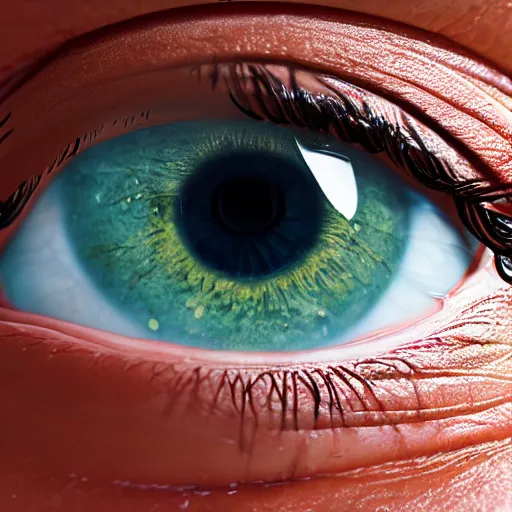 Prompt: hyperrealisitc extremely detailed life like image of human eye, made in unreal engine 5, octane render, 1 6 k hd, realisitc, ray tracing, detailed, intricate