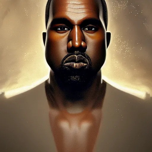 Image similar to photo realistic image of kanye west, wearing yeezy futuristic outfit stunning 3 d render inspired art by istvan sandorfi and greg rutkowski, perfect facial symmetry, complete body, realistic interpretation!!!, highly detailed attributes and atmosphere, dim volumetric cinematic lighting,