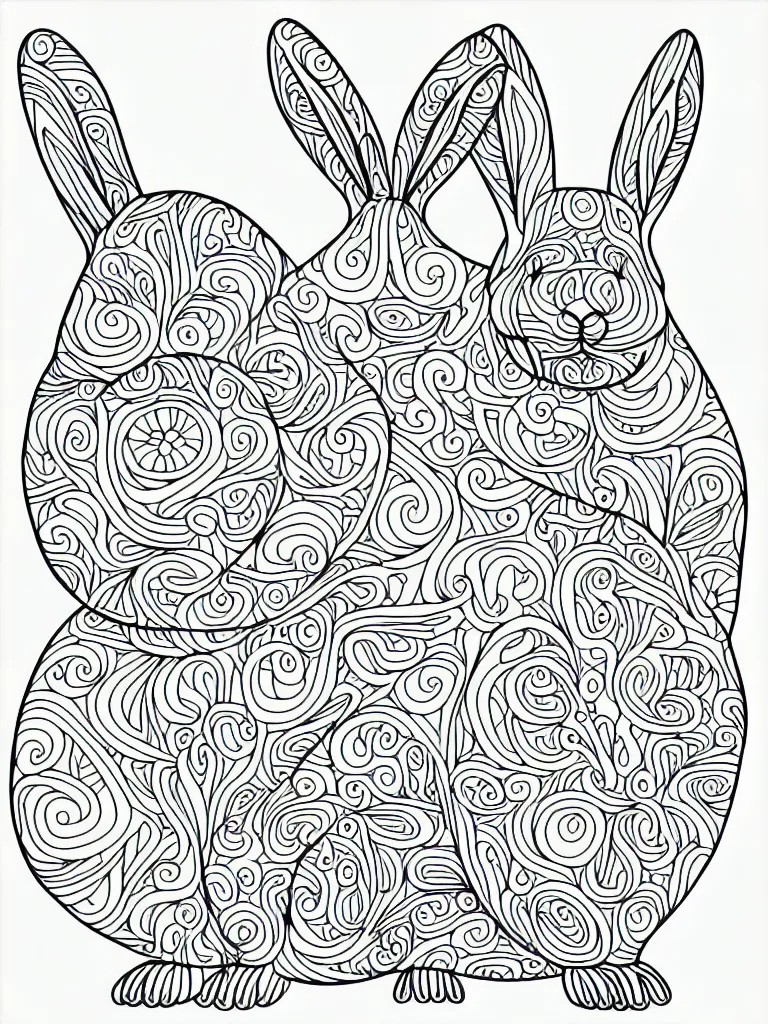 Image similar to beautiful rabbit, ornamental, fractal, line art, vector, outline, simplified, colouring page