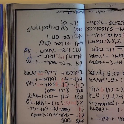 Prompt: photo of an open math textbook from the 9 0 s defaced with pen