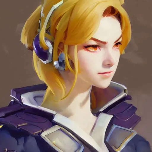 Image similar to greg manchess portrait painting of violet evergarden as overwatch character, totally whack, medium shot, asymmetrical, profile picture, organic painting, sunny day, matte painting, bold shapes, hard edges, street art, trending on artstation, by huang guangjian and gil elvgren and sachin teng