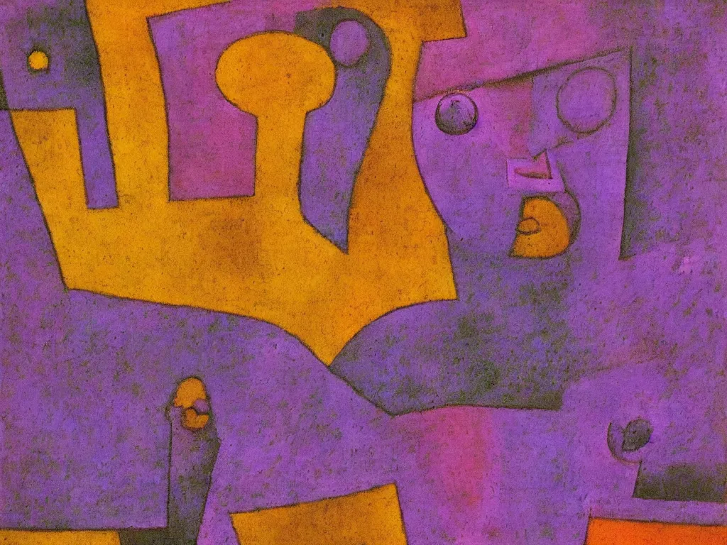 Prompt: variations of the purple sinner. painting by paul klee