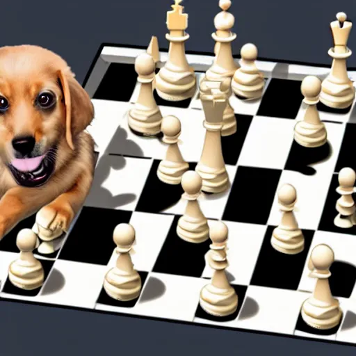 Image similar to a dog playing chess