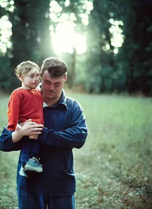 Image similar to kodak portra 4 0 0 photography, a father how meet her son for the last time, photorealistic cinematic light