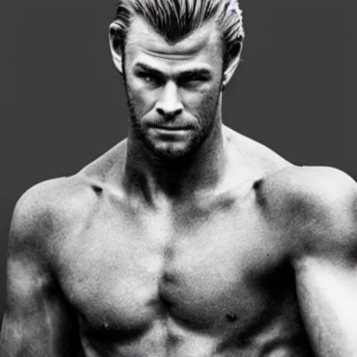 Image similar to “a realistic detailed photo of a guy who is an attractive humanoid who is half robot and half humanoid, who is a male android, Chris Hemsworth, shiny skin, posing like a statue, blank stare”