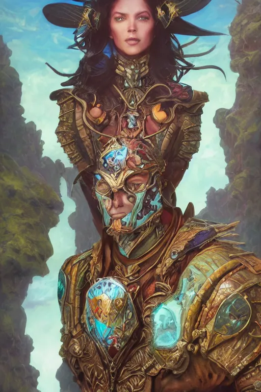 Image similar to portrait of the wizard beetle dreamer wearing reef breastplate by artgerm and Craig Mullins, James Jean, Andrey Ryabovichev, Mark Simonetti and Peter Morbacher 16k