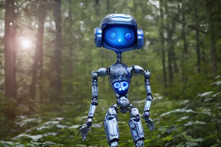 Image similar to photograph of an androgynoid robot in the arboretum of the inter - galactic spaceship, 8 k, beautiful lighting, shallow depth of field, ultra realistic, hyper - detailed, sci - fi movie style, coherent composition,