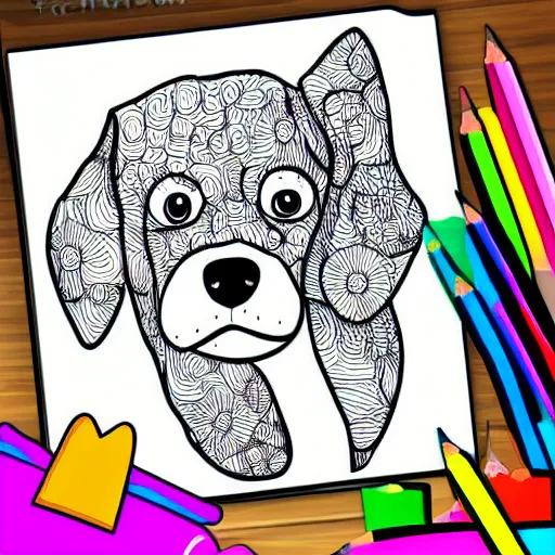 Image similar to cute dogs, coloring book, outline art, digital art, drawing, simplistic