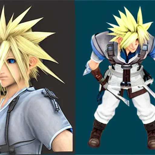 Prompt: a dentist cosplaying as cloud strife final fantasy