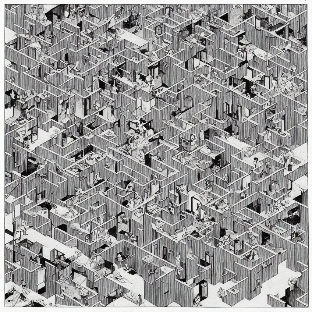 Prompt: the internet, drawn by m. c. escher