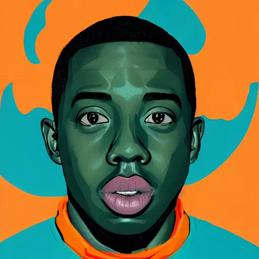 Prompt: Tyler the creator as robin Painting by Sachin Teng, asymmetrical, Organic Painting , Matte Painting, geometric shapes, hard edges, graffiti, street art,:2 by Sachin Teng:4