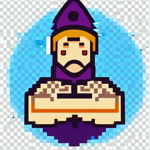 Image similar to wizard pondering his orb, discord emoji, 2 d, flat, orthographic, transparent background, svg