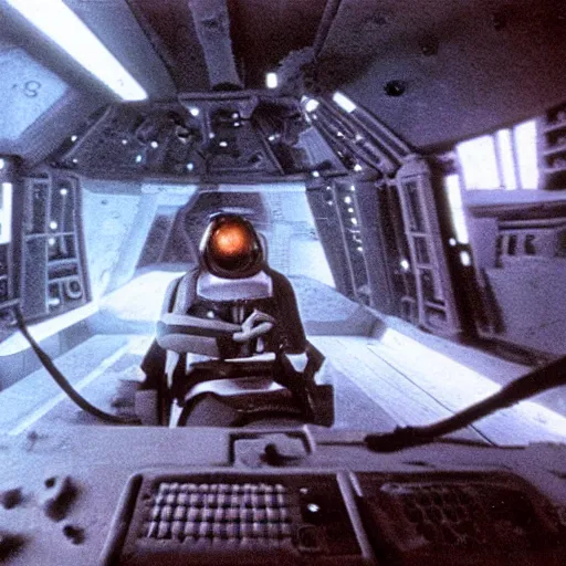 Image similar to a still from inside a rebel speeder during the battle of hoth in the empire strikes back