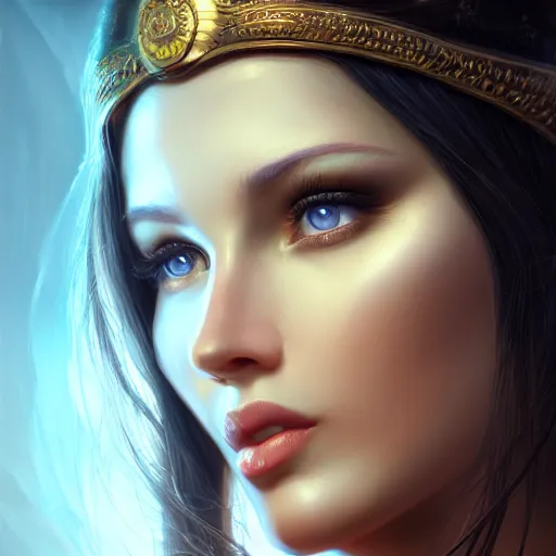 Image similar to perfectly - centered close - up portrait - photograph of goddess, the perfect human female specimen, intricate, elegant, super highly detailed, professional digital painting, artstation, concept art, smooth, sharp focus, no blur, no dof, extreme illustration, unreal engine 5, 8 k, by anne stokes