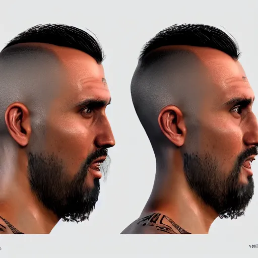 Image similar to arturo vidal, au naturel, hyper detailed, digital art, trending in artstation, cinematic lighting, studio quality, smooth render, unreal engine 5 rendered, octane rendered