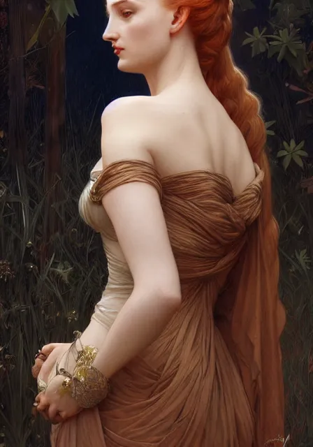 Image similar to sansa gessica chastain, intricate, elegant, highly detailed, digital painting, artstation, concept art, smooth, sharp focus, illustration, art by artgerm and greg rutkowski and alphonse mucha and william - adolphe bouguereau