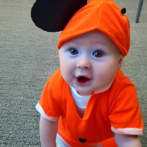 Image similar to cute baby chick dressed as an inmate