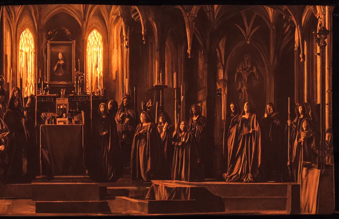 Prompt: altarpiece intact flawless ambrotype from 4 k criterion collection remastered cinematography gory horror film, ominous lighting, evil theme wow photo realistic postprocessing ambrotype there is no sense of movement jan van der heyden directed by kurosawa