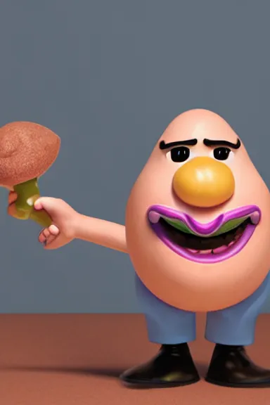 Image similar to Film still of Steve Harvey, as Mr. Potato Head from Toy Story (animated movie), no blur, no text!dream a cute femboy by Newmilky and Adrian Wilkins, artstation, 2D art, digital art, cute, photoshop