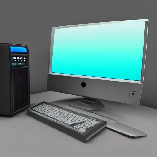 Prompt: a computer from the 9 0 s in the style of vaporwave