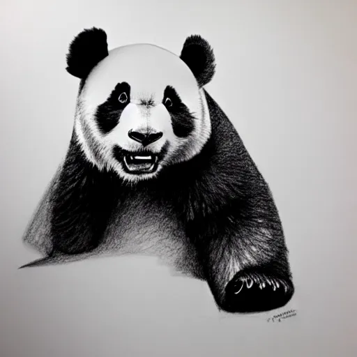 Image similar to muscular panda, highly detailed, pencil sketch