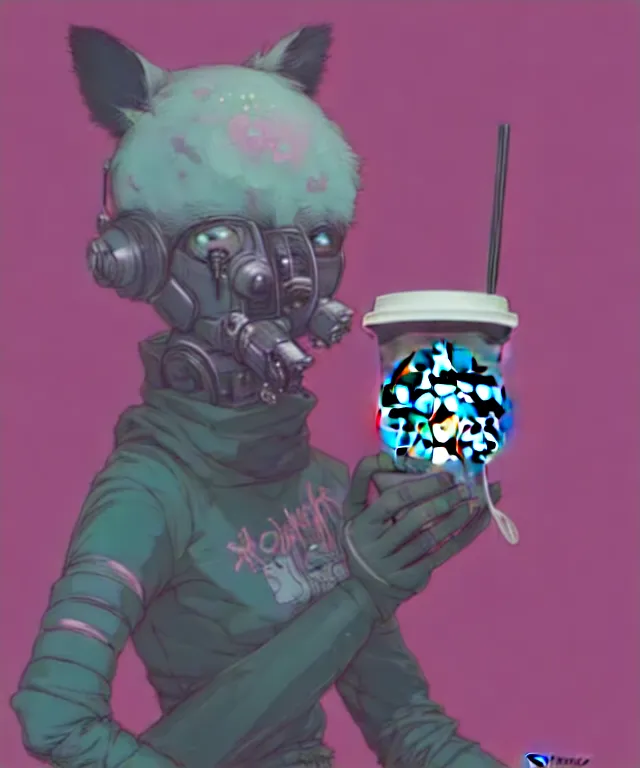 Prompt: a portrait of an anthropomorphic cyberpunk koala holding a starbucks, cyberpunk!, fantasy, elegant, digital painting, artstation, concept art, matte, sharp focus, illustration, art by josan gonzalez