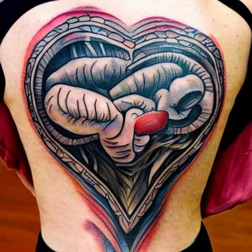 Prompt: brain and heart battle, artistic tattoo art