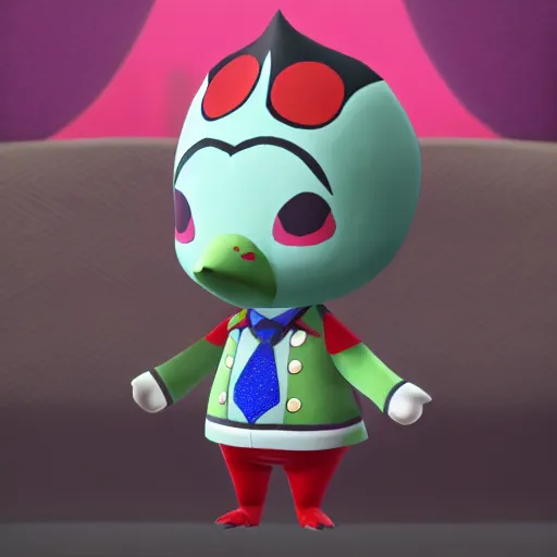 Prompt: Joker as Animal Crossing: New Horizons character,artstation,hyper detalied,