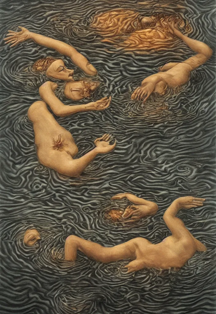 Image similar to highly detailed surrealist art about drowning slowly