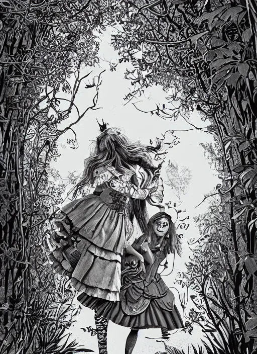 Image similar to Alice in Wonderland painting by Dan Hillier, trending on artstation, artstationHD, artstationHQ, 4k, 8k