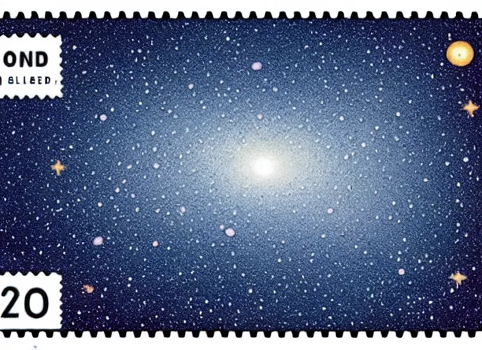 Image similar to a minimalistic isometry of milky way galaxy as a postage stamp